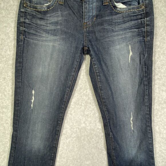 Guess Jeans Womens Size 30 Flirty Straight Stretch Ripped Distressed Whiskering - Picture 3 of 16